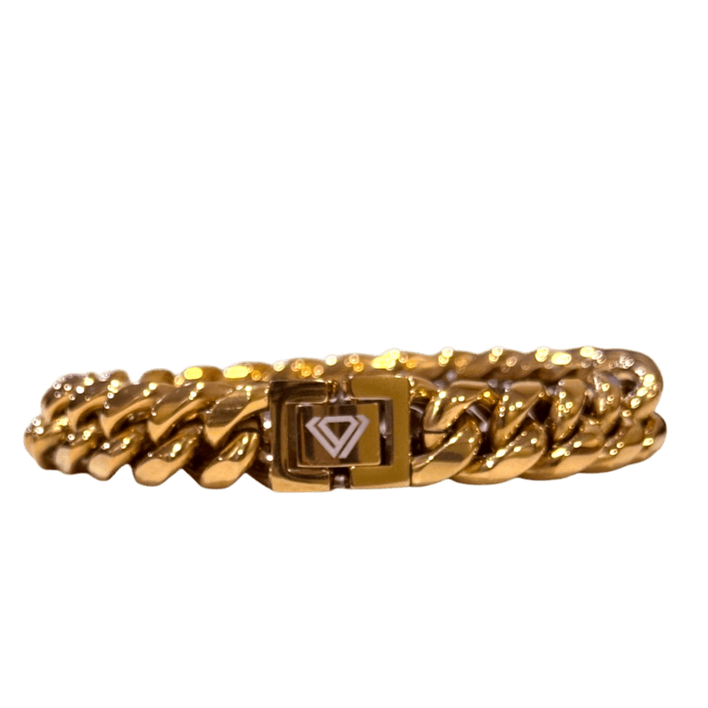 mens curb cuban miami link bracelet gold color