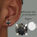 Moissanite 925 Sterling Silver Magnetic Stud Earrings