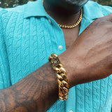 men's heavy stainless steel bracelet gold color