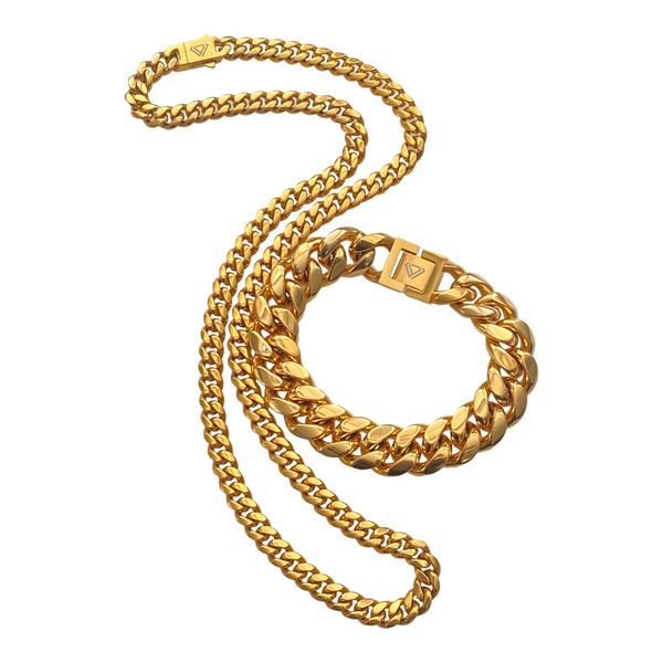 gold plated Stainless Steel Bracelet & 8mm Chain