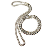 image Silver Bracelet & 9mm Chain cuban set