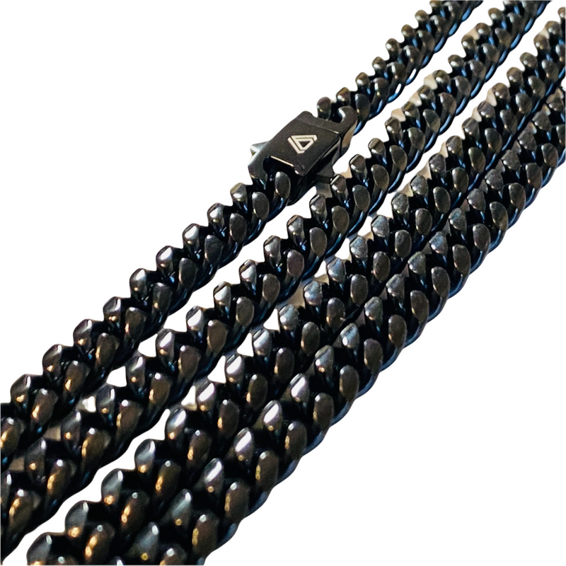 black miami cuban link chains 22, 24,26 inches