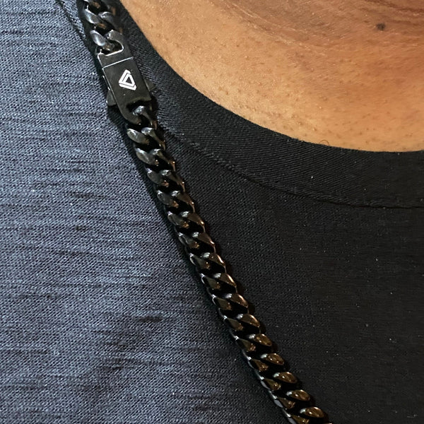 black stainless steel miami necklece
