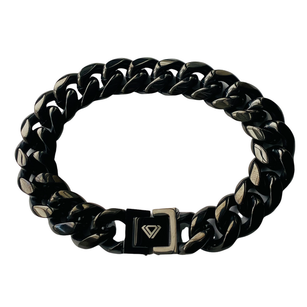 picture black stainless steel miami bracelet