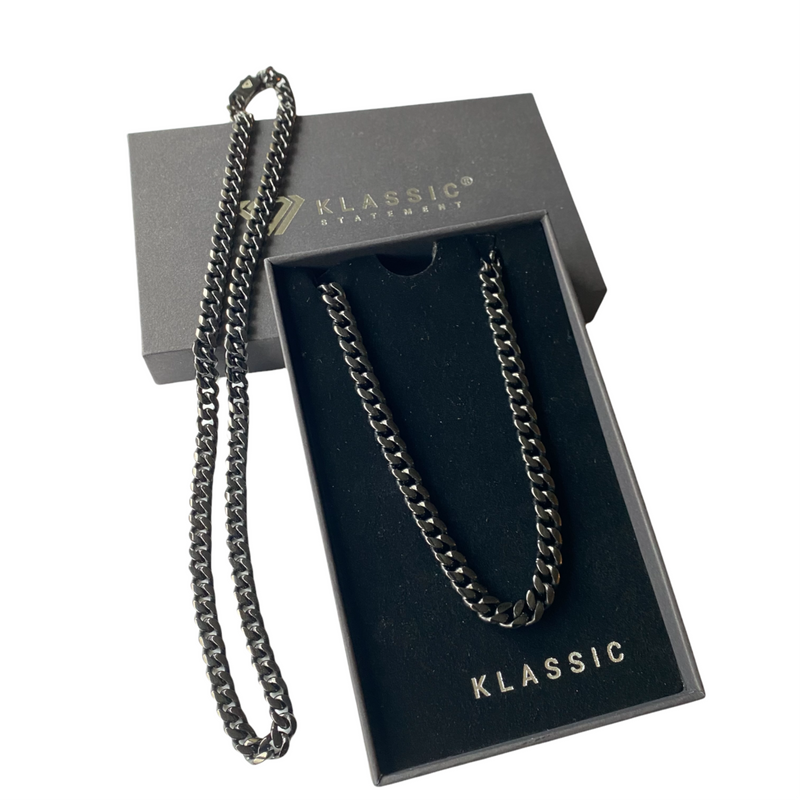image box of black miami cuban link chains