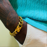 image gold cuban curb bracelet for men