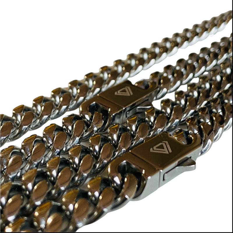 silver heavy cuban chains 22, 24, 26 inches