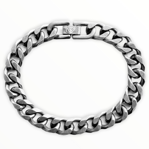Dark Silver Cuban Link Chain Bracelet - Bracelets For Men