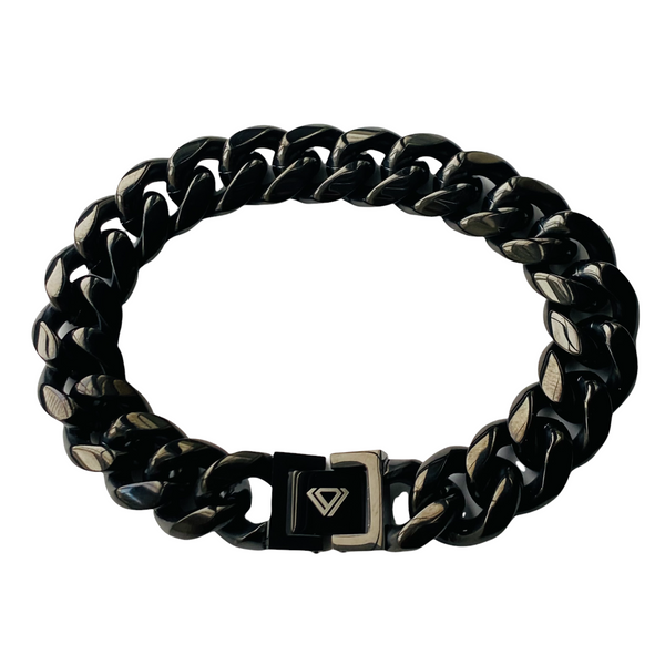 Black Miami Cuban Bracelet, 7.9 Medium / Black / Designed in USA / High Quality & Unique / Men's Jewelry / Klassic Statement