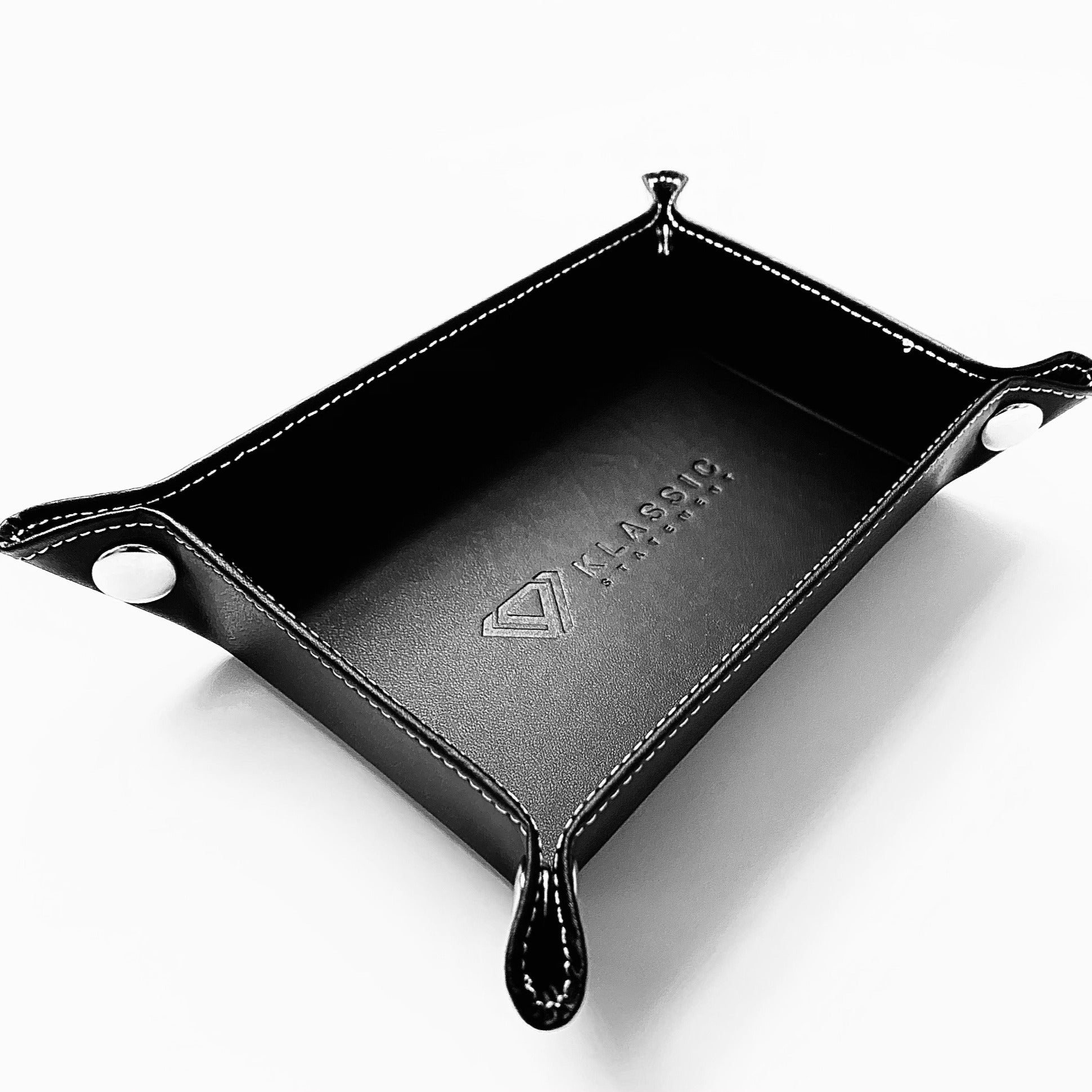 BLACK LEATHER VALET STORAGE TRAY Klassic Statement