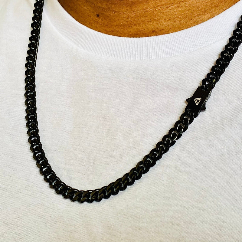 Black Miami Cuban Chain, Length 24 Inches / Black / Designed in USA / High Quality & Unique / Men's Jewelry / Klassic Statement