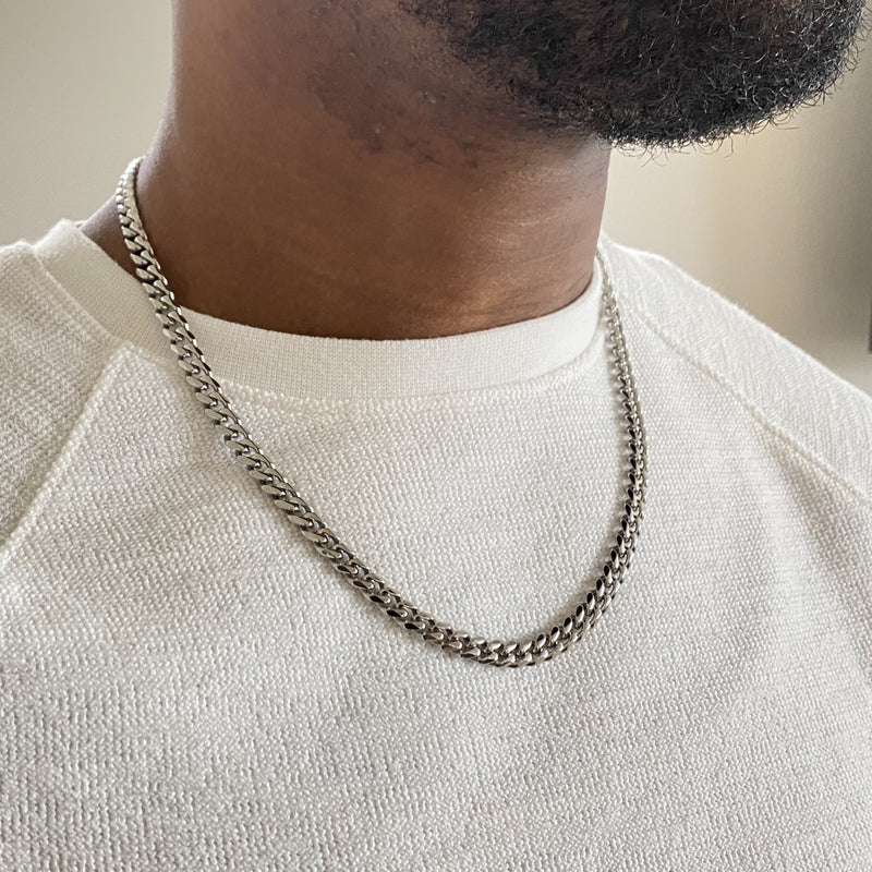 stainless steel heavy cuban chain 22 inches silver