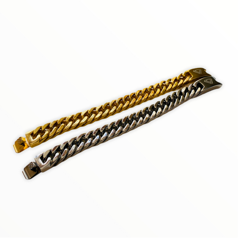 image silver & gold stainless steel cuban link bracelet