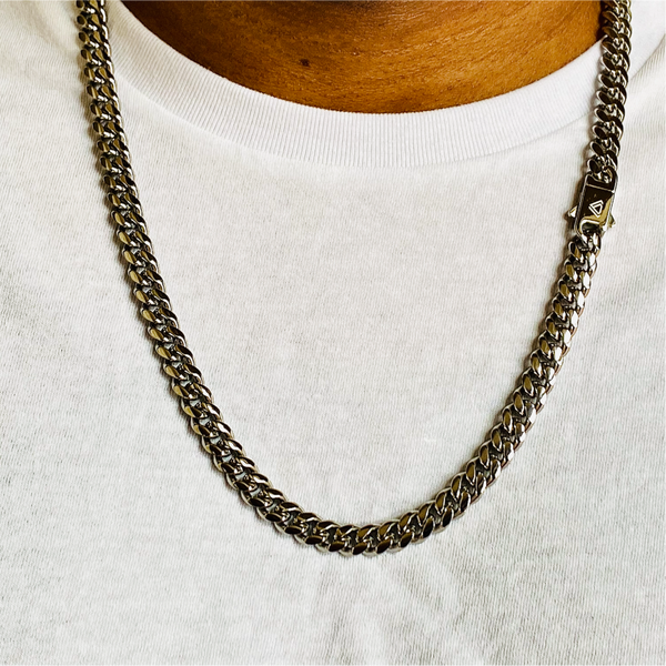 silver heavy cuban link chain 22 inches