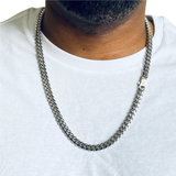 silver square cuban chain 26inches