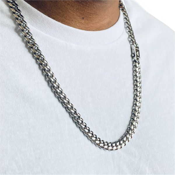 stainless steel silver cuban link chain 24 inches